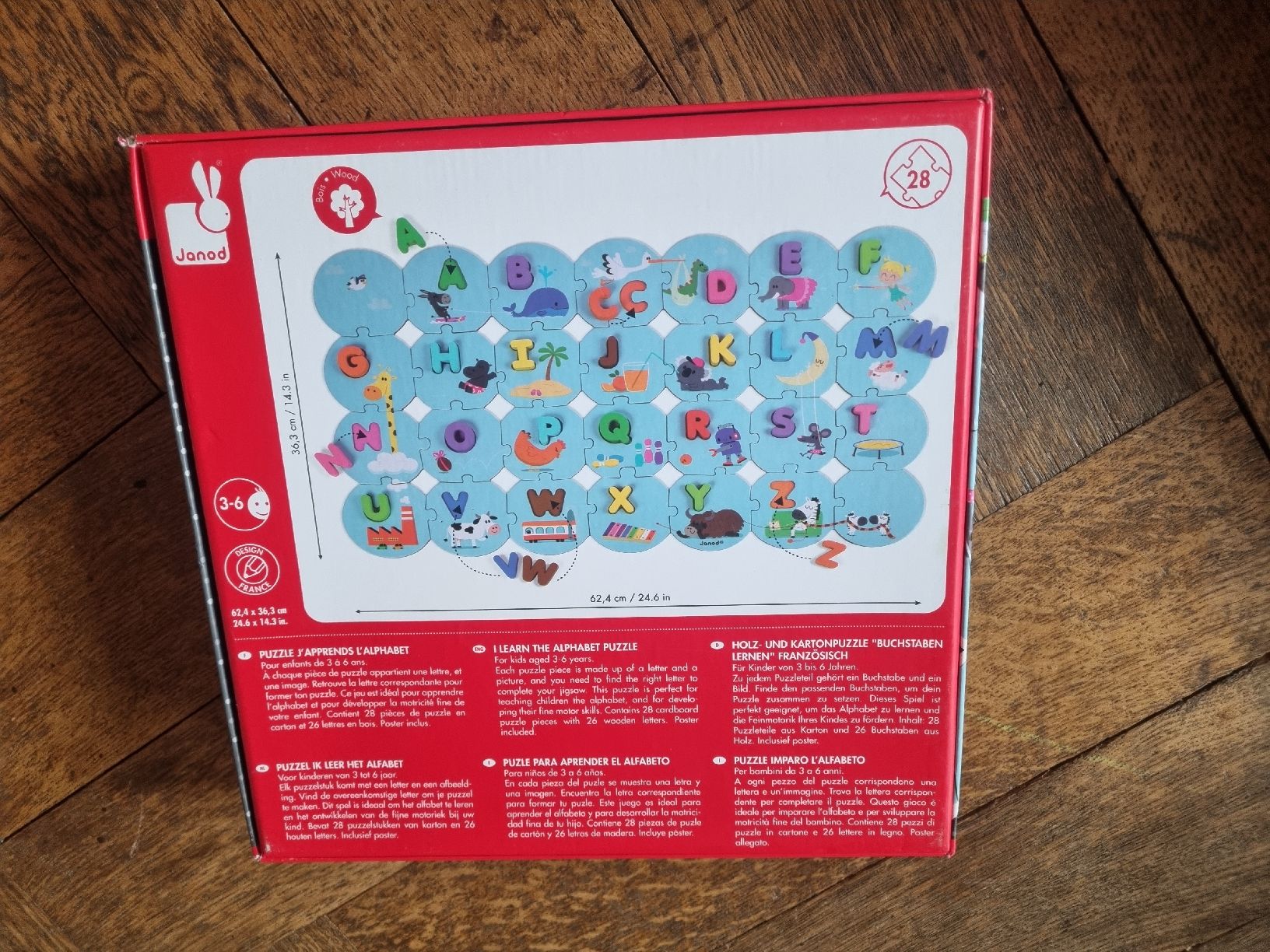 Janod Puzzle: Puzzle alphabet Janod complet, 28 pièces, dès 3 ans. – Usato da Fribourg venduto da jarmilka 1
