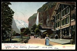 AK Lauterbrunnen, Straße im Ort, Wasserfall, Restauration