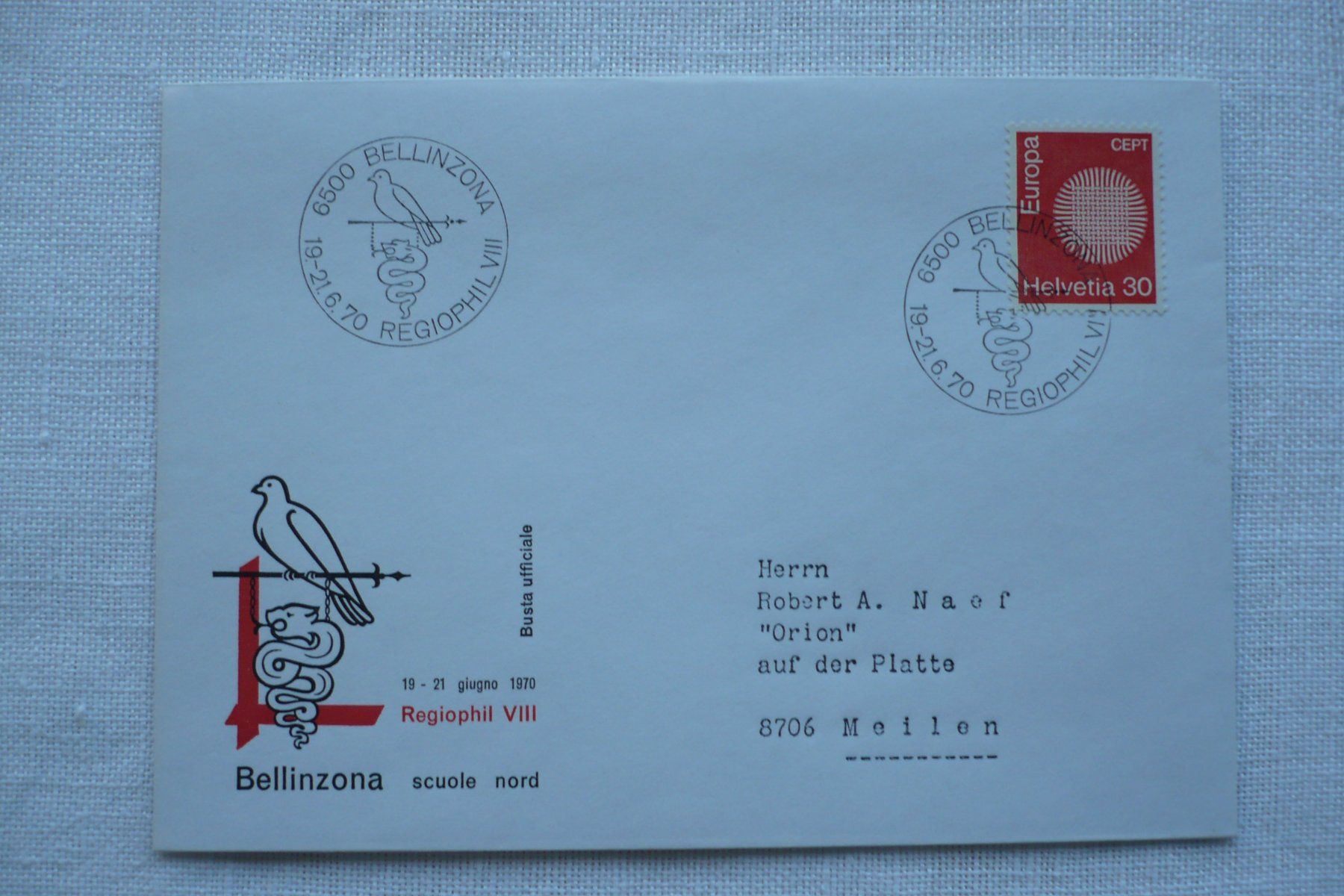 Tutti i francobolli: 1970 REGIOPHIL VIII, Bellinzona – Usato da Zürich venduto da saltandpepper008