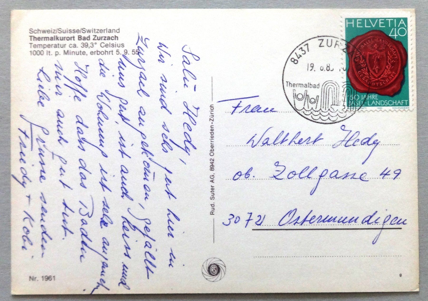 Cartoline postali: Thermalkurort Bad Zurzach – Usato da Fétigny venduto da Billy2miny 1