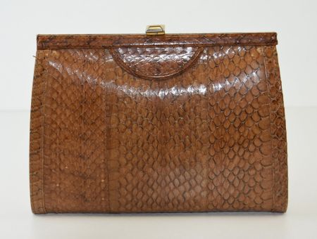 Antike Schlangenleder Handtasche Geldbörse Vintage /braun