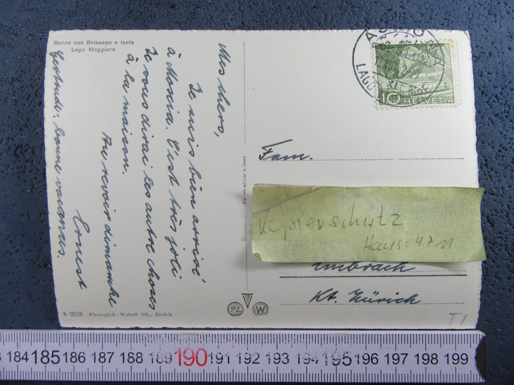 Cartoline postali: RONCO CON BRISSAGO E ISOLE 1952 TI AK – Usato da Ettingen venduto da Hausi4711 1