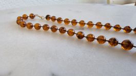 Schicke Vintage Bernstein-Kette, braun 258