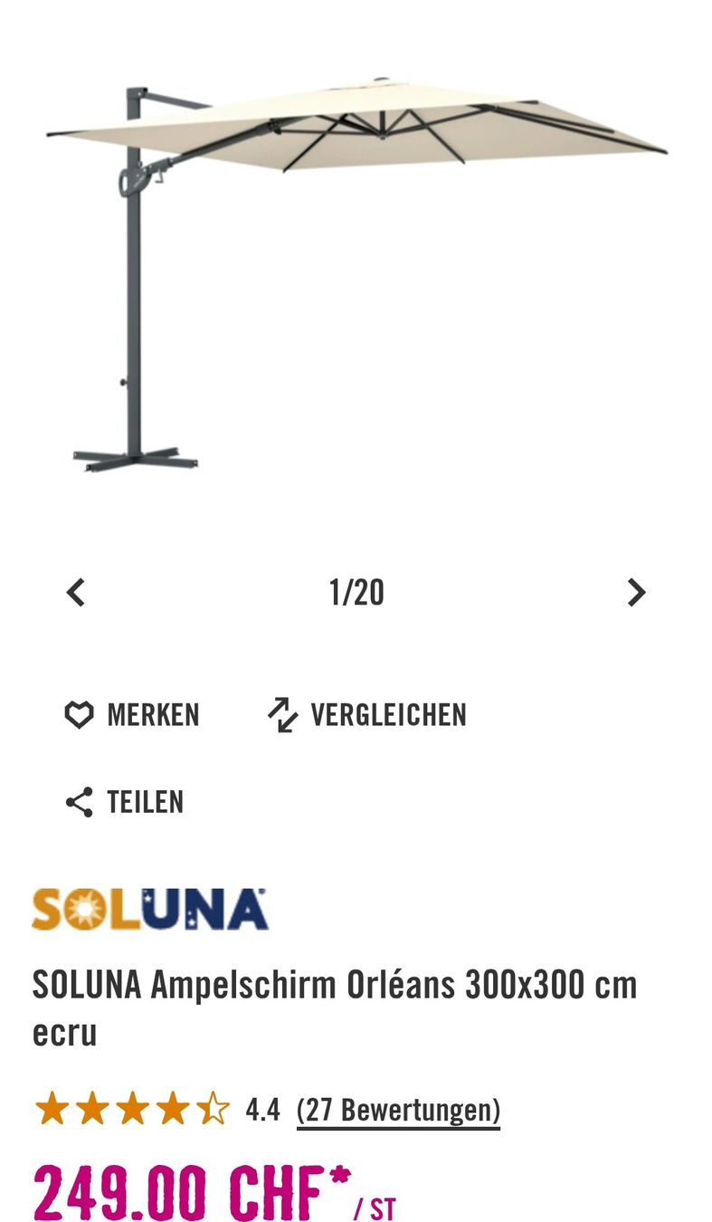 Sonnenschirme: Ampelschirm 300x300 – Neu (gemäss Beschreibung) aus St. Gallen von van_tw5q 9