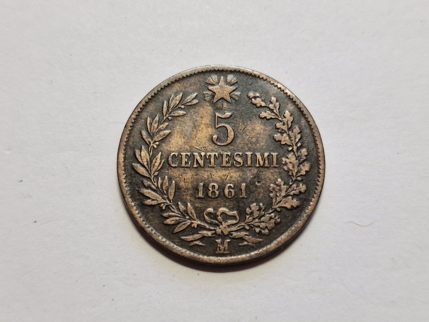 Alle Münzen: Italien 5- Centesimo 1861. – Gebraucht aus Zürich von Moreira01 2