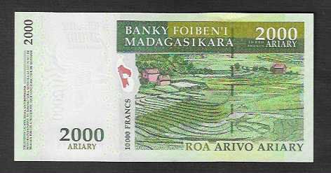 Banconote: Madagascar  2000  Ariary  2012  Bankfrisch – Nuovo (secondo la descrizione) da Gordola venduto da coinsandnotes 1