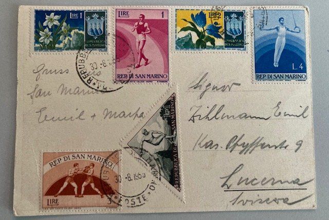 Ansichtskarten: Originale Ansichtskarte San Marino, datiert 1955 – Gebraucht aus Luzern von Kartenansicht 1