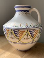 Vintage Spanish Ceramic Pitcher Vase, Hand-Painted & Signed