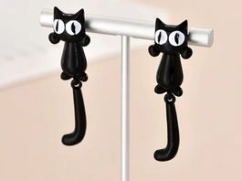 Süsse Ohrringe, Halloween Style, Schwarze Katze