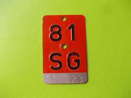 Velonummer / Fahrradnummer  SG 81