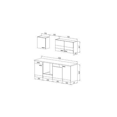 Cucine complete: 457 - Küchenzeile Singleküche 220cm Eiche/Sonoma/Schwarz – Nuovo e nell'imballaggio originale da Wallenwil venduto da toesstalvertrieb 9