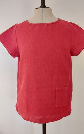 Bluse Tunika Leinen rot Deerberg M
