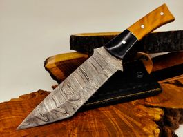Top 1A Damast Messer Knife echter Faltenstahl im Larp Look