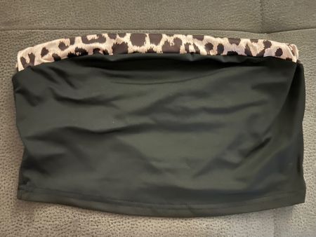 Damen Bandeau Top Schwarz mit Leo-Detail Gr. M