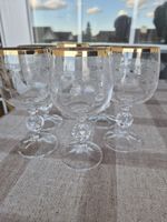 6 edle Kristallgläser mit Goldrand und filigranem Dekor