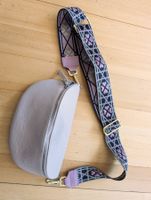 Taschengurt / Schultergurt flieder schwarz mit Leder