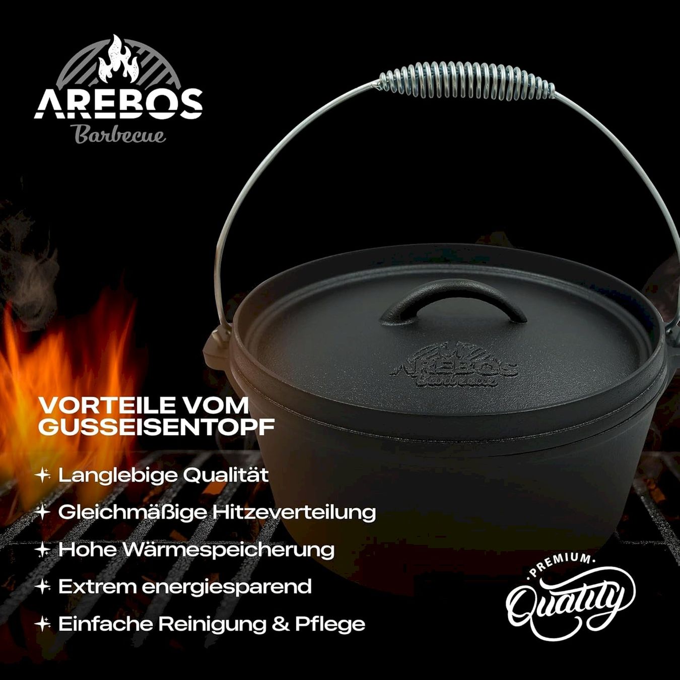 Pentole: AREBOS Dutch Oven BBQ Set 9 tlg – Nuovo e nell'imballaggio originale da Bottighofen venduto da zaap 1