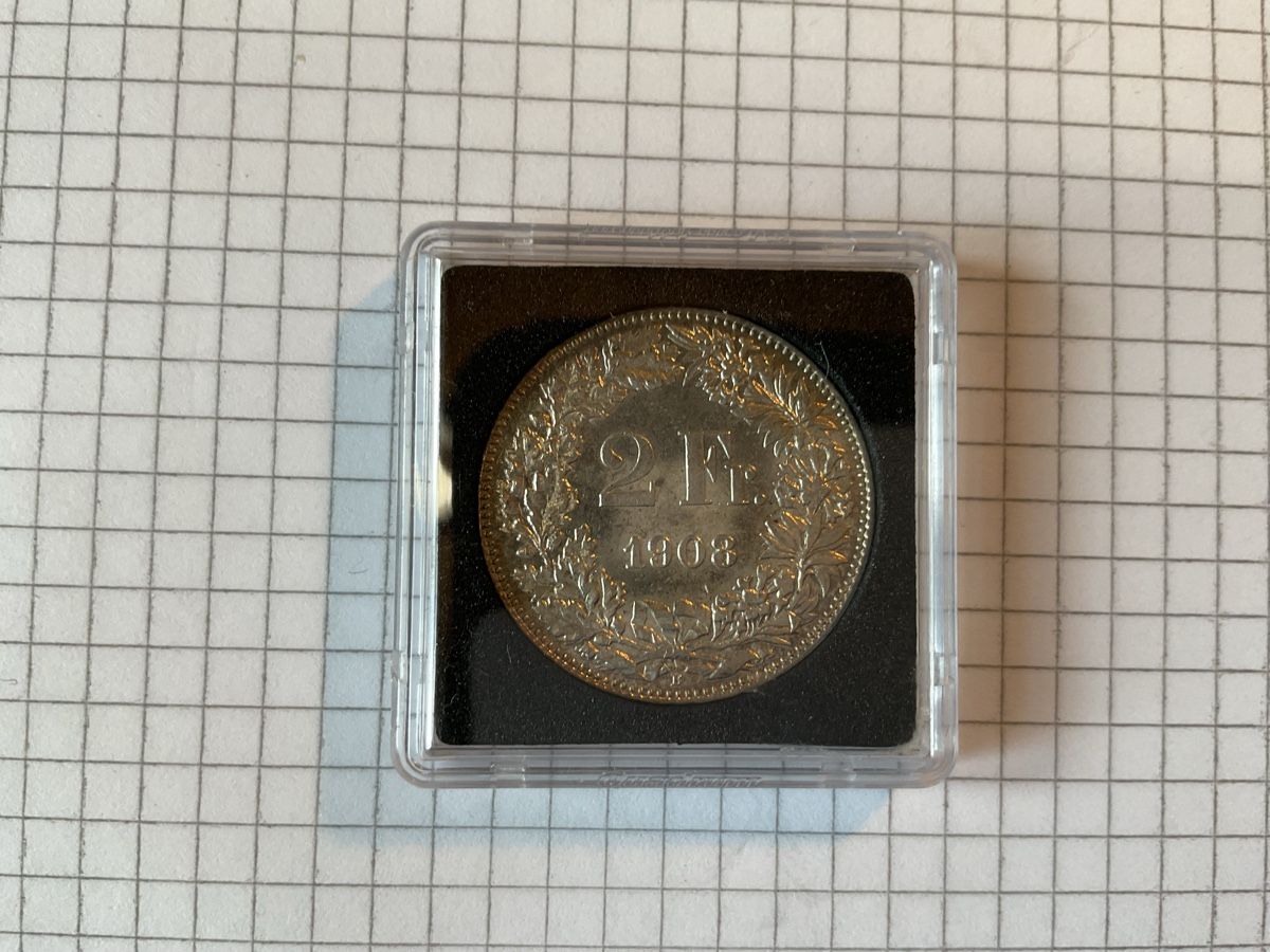 Toutes les monnaies: Schweizer 2 Franken 1908   unzirkuliert – D'occasion à Ursenbach par tho_8s6p
