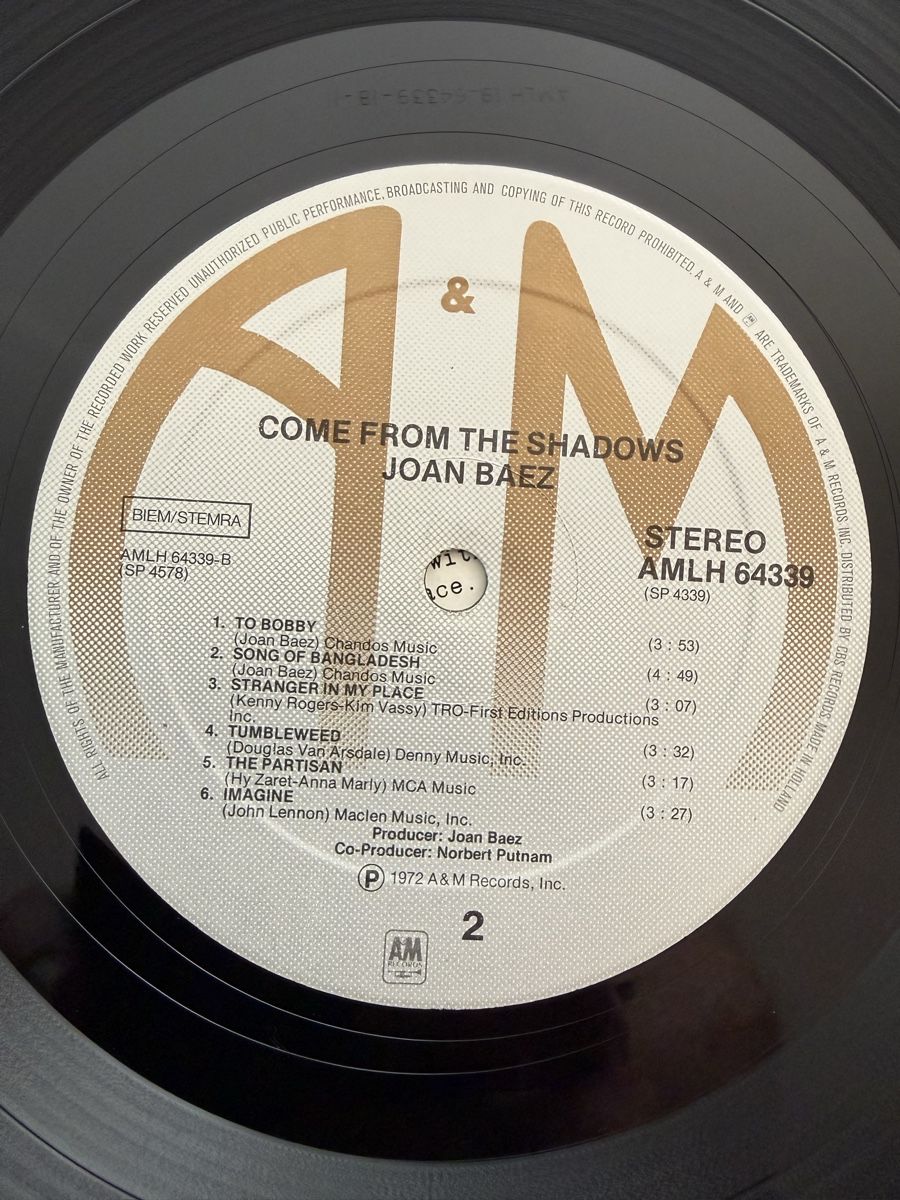 Dischi in vinile: Joan Baez Schallplatte Come From The Shadows, LP – Usato da Goldach venduto da Donpancho 3