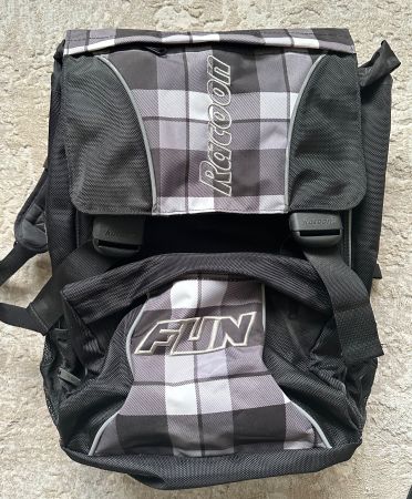 Raccoon Rucksack kariert schwarz-grau inkl. Regenhülle
