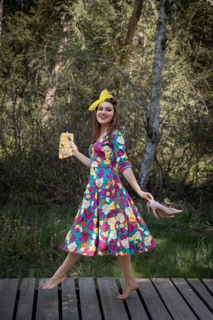 Vintage style Floral Swing Dress - Summer Ready - Size S