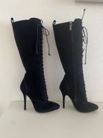 Edle Wildleder Stiefel von Balmain, schwarz, Gr.36. Neu ,