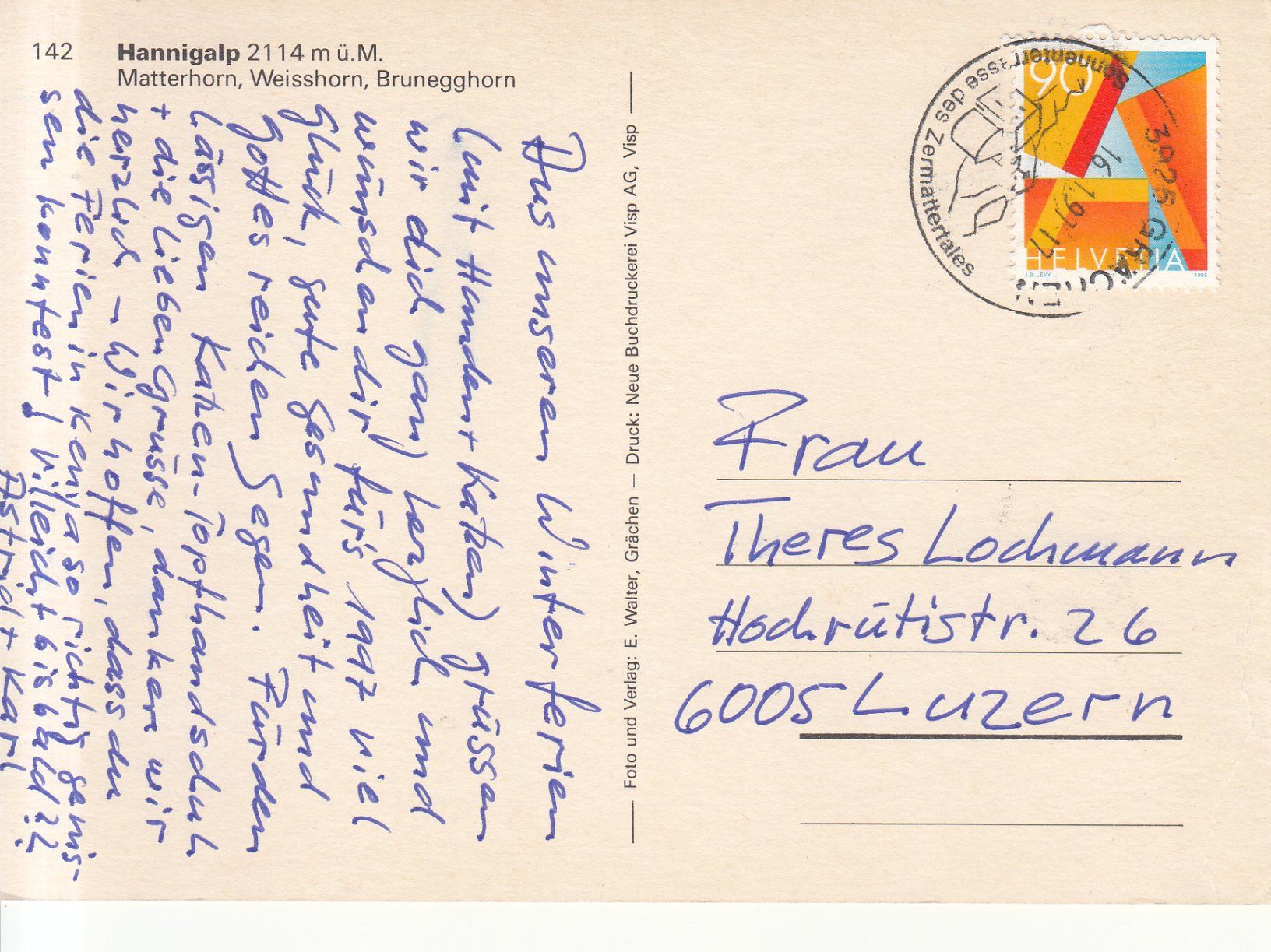 Cartoline postali: Hannigalp 1997 – Usato da Bürglen TG venduto da StampGraf 1