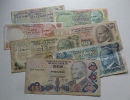 Lot ++ 7 Stück alte Banknoten aus der Türkei