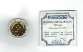BRD 2 Pfennig 1983-F 24 Karat vergoldet