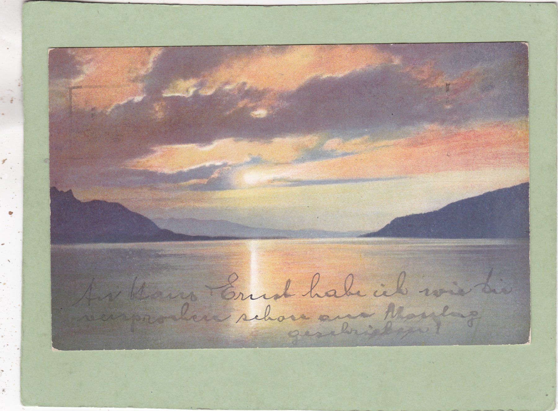 Cartoline postali: Kitsch Landschaft Stimmung See 1923 – Usato da Herisau venduto da Lisegrat2008