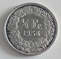 1/2 Frankenmuenze 1953 Schweiz guter Zustand