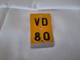 Velonummer  Mofanummer WAADT 1980 VD80 Oldtimer Velo antik