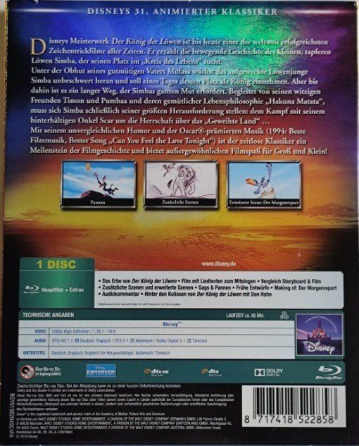 Der König der Löwen (bluray) Disney 🇩🇪 🇬🇧 🇮🇹 🇹🇷 Kaufen auf Ricardo