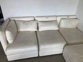 Ledersofa (inkl. 3 Bettsofas), weiss, gratis abzuholen