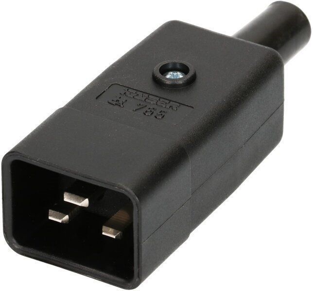 Stecker: Apparatestecker schwarz Typ IEC320-C20, 16A – Neu und originalverpackt aus Flums von Atutto