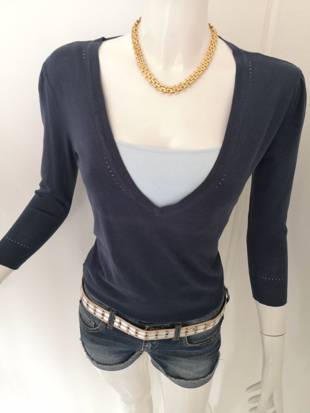 Mango Pullover & Sweatshirts: 🤩2 STK: MANGO STRICK-PULLOVER DUNKELBLAU SEIDE & TOP BLAU – Gebraucht aus Olten von Naja-Twins-Twins 7