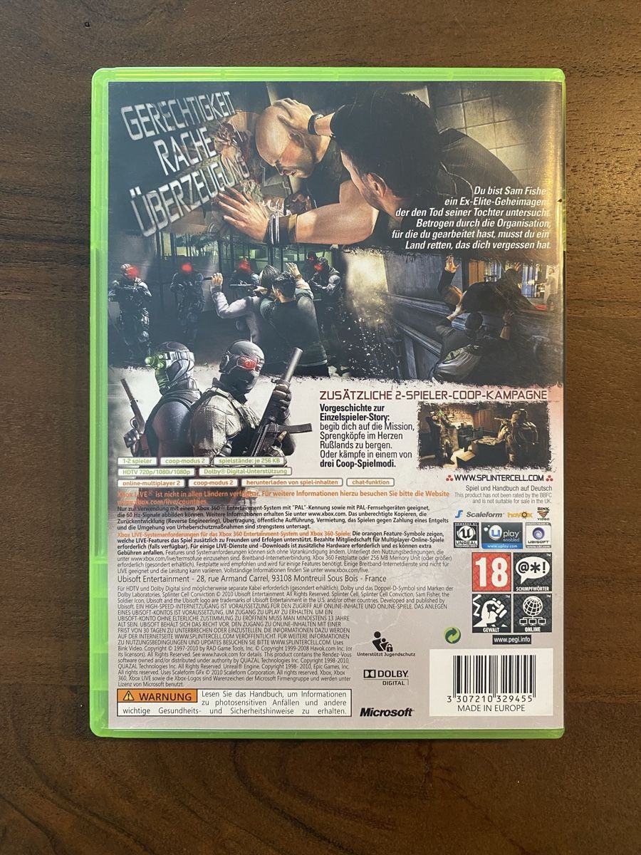 Microsoft Giochi: Splinter Cell Conviction für Xbox 360 – Usato da Thunstetten venduto da Virus_33 2