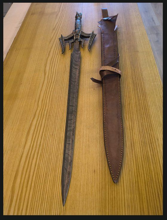 Autres collections & raretés: Damastschwert mit Lederscheide – Neuf (Voir description) à Rüegsauschachen par DM-BOGENSPORTch