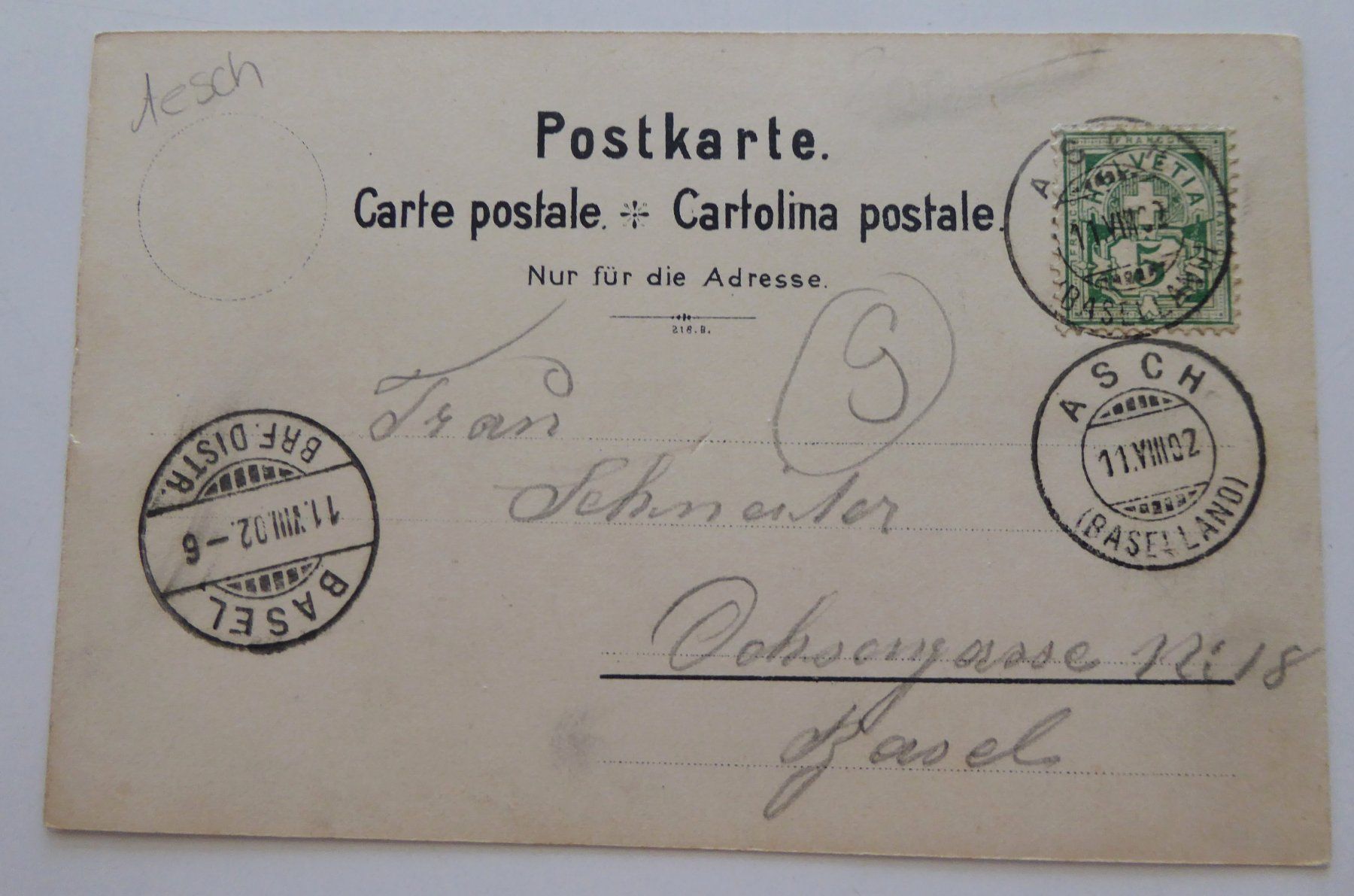 Cartoline postali: Duggingen Schloss Angenstein Tunnel mit Eisenbahn und Rest. – Usato da Aesch BL venduto da Kauri1 1