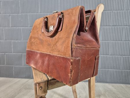 Vintage Bag, Ledertasche Arzttasche Braun Leder Koffer