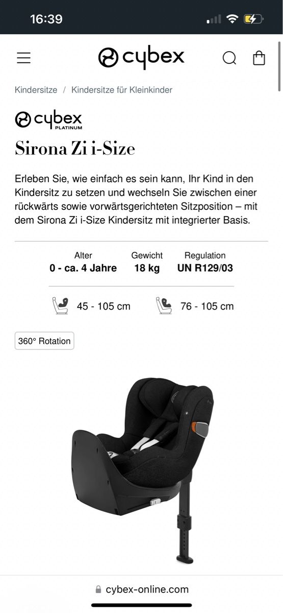 Cybex Seggiolini per auto: Cypex Kindersitz – Usato da Schafisheim venduto da inf_5dtw 3
