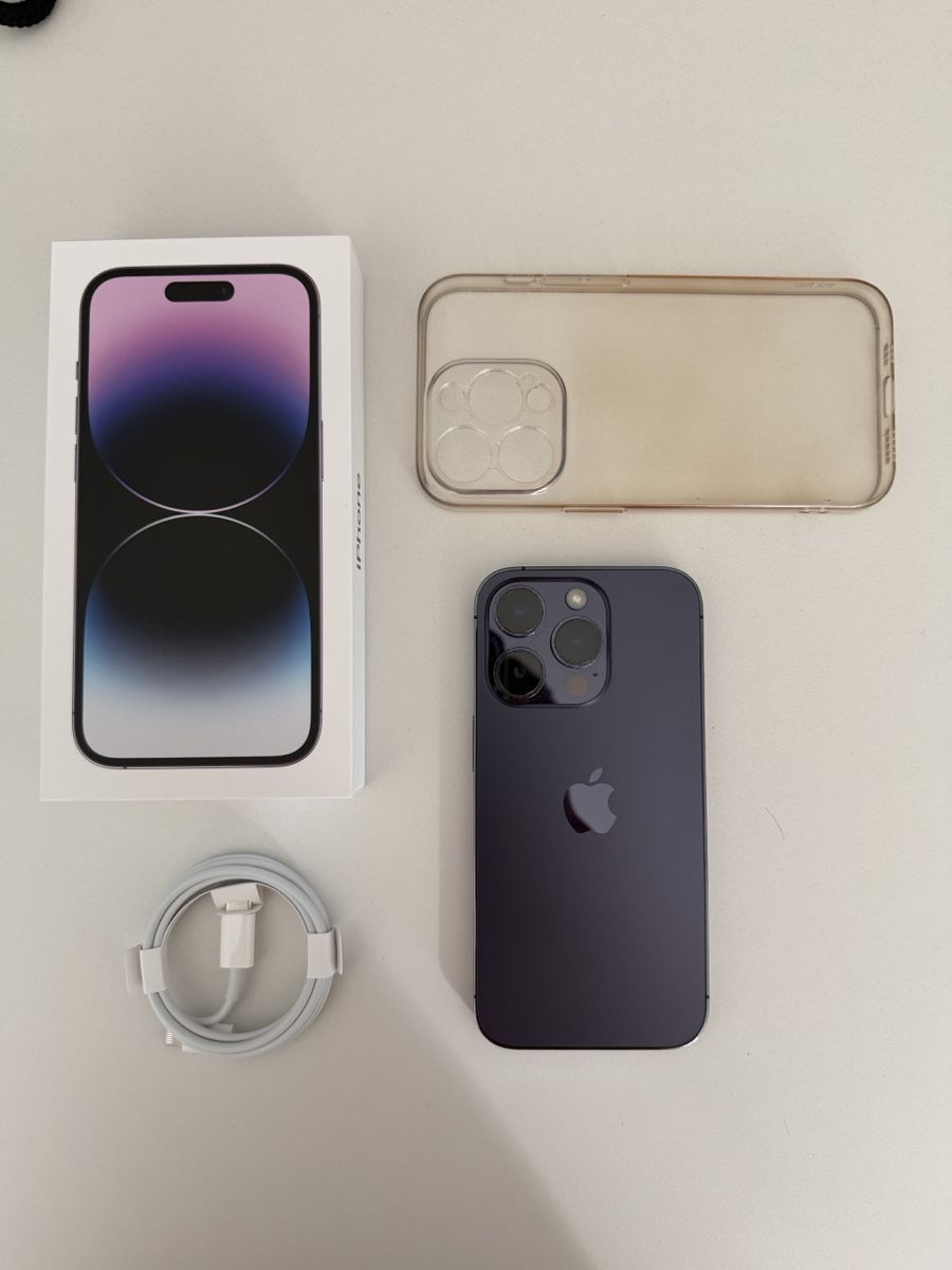 Apple Handys / Smartphones: iPhone 14 Pro Deep Purple 128 GO + Coque et câble – Gebraucht aus Montagny-les-Monts von Leo.Geni
