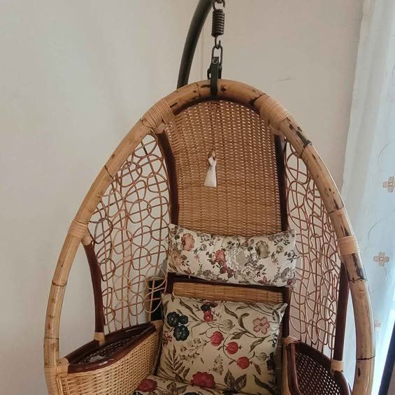 Sedie: Natural Rattan-Stuhl mit Hängekorb – Usato da Flums venduto da JXWANG
