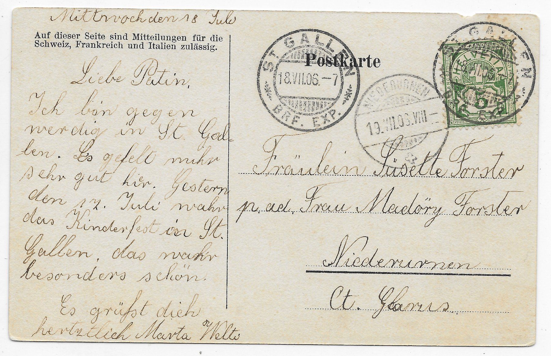 Cartes postales: Gruss von St.Galler Jugendfest  1906 – D'occasion à Hefenhofen par Richsalz 1