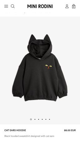 Mini Rodini CAT EARS HOODIE NP 80 CHF schwarz Gr. 140/146