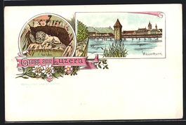 Litho Luzern, Wasserturm und Luzerner L