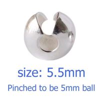 5 Stück: Crimp, Perlen Abdeckung Silber 925, Ø 5,5mm.