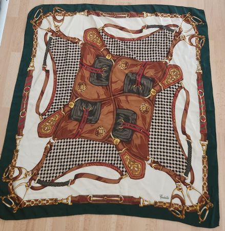 Foulard soie Codello motif équestre couleurs marron 