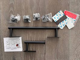 Neu 6-teiliges Badezimmer-Set (Schwarz, Edelstahl)