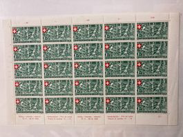 Schweiz 1945 Bogen D1 Pro Patria 5+5 Rp. Abart roter Fleck